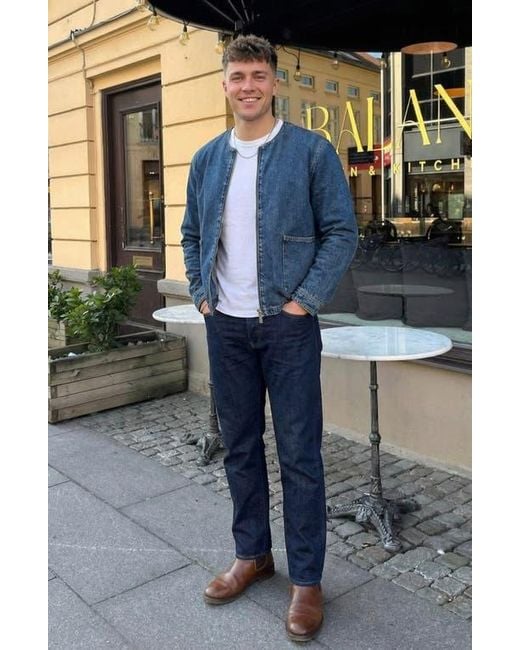 Modenaire Blue Denim Zip Front Patch Pocket Jacket