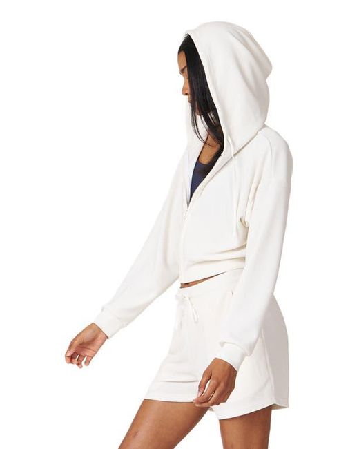Rebody Active White Retreat Waffle Zip Up Jacket