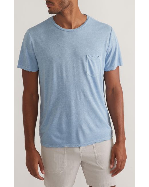 Marine Layer Blue Heathered Hemp & Cotton T-shirt for men