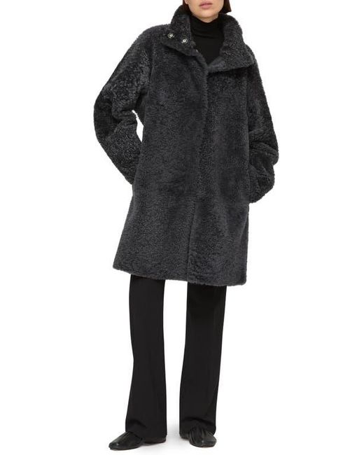 Lafayette 148 New York Black Reversible Genuine Shearling Coat
