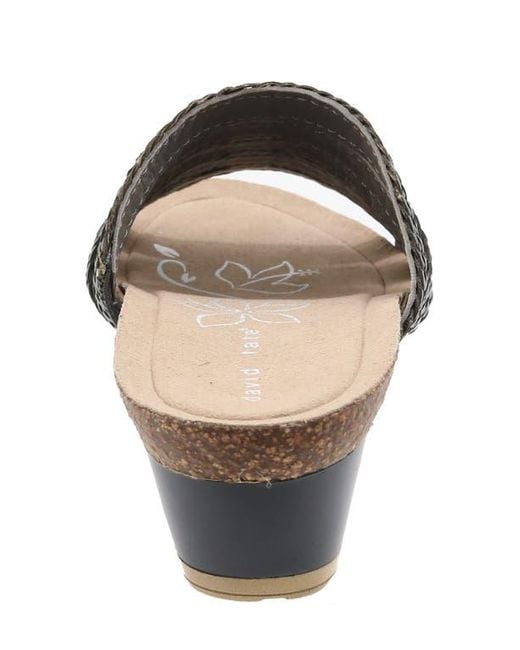 David Tate Gray Fabiana Platform Wedge Slide Sandal