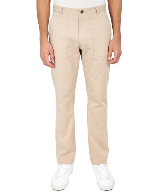 Brooklyn Brigade Natural Slim Fit Solid Cotton Stretch Utility Pants for men