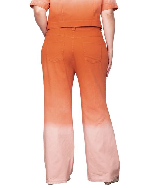 Standards & Practices Orange Ombré Dip Dye Wide Leg Jeans