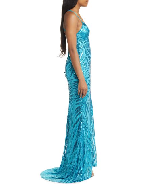 Lulus Blue Sparkle Til Dawn Sequin Mermaid Gown