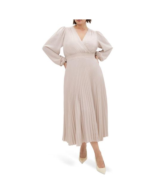 City Chic Pink Fate Long Sleeve Pleated Maxi Dress
