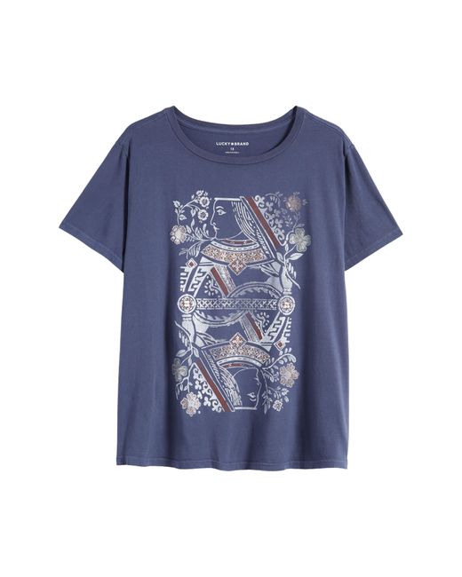 Lucky Brand Blue Floral Queen Cotton Graphic T-shirt