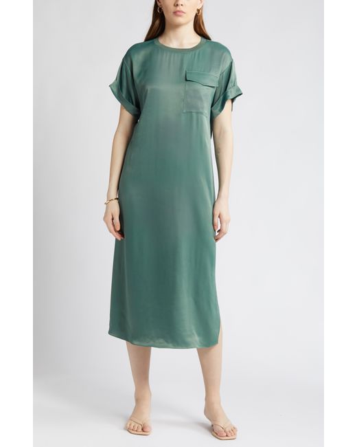 Nordstrom Green Satin T-shirt Dress