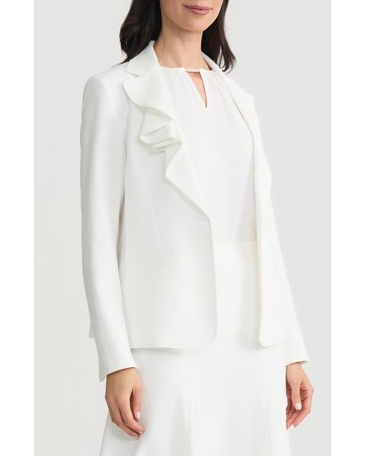 Kasper White Ruffle Lapel Jacket