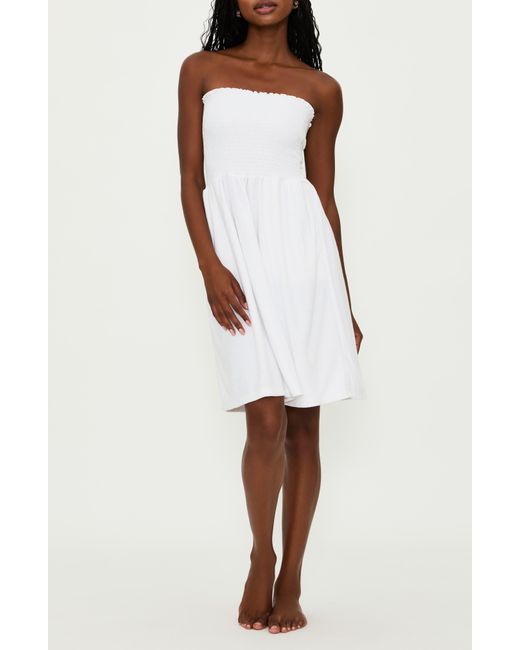 Beach Riot White Lilee Strapless Smocked Cover-up Dress