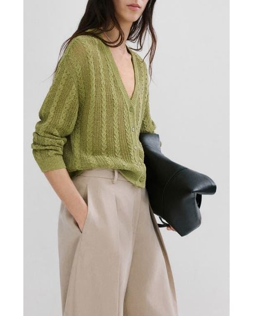 Mango Green Braided Cardigan