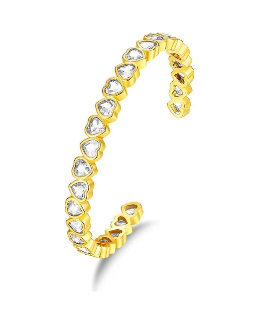 Classicharms Metallic Heart Shaped Cubic Zirconia Cuff Bracelet Set