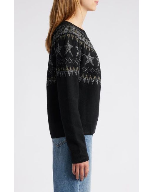 Rails Black Zoey Fair Isle Metallic Cotton & Wool Blend Sweater