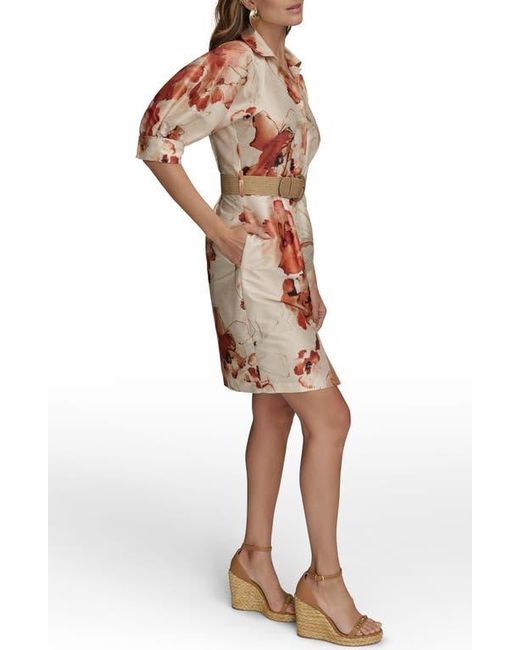 Donna Karan Brown Floral Print Shirtdress