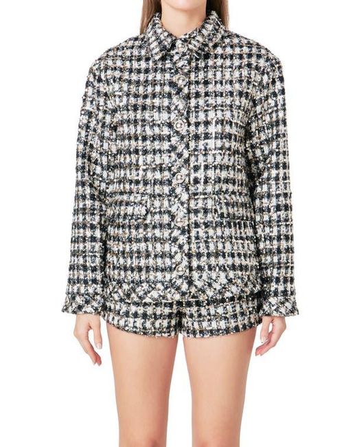 Endless Rose Black Sequin Check Jacket