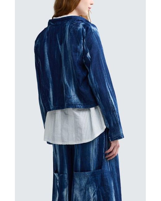 Luukaa Blue Reese Batik-Effect Short Jacket