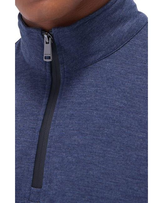 Bugatchi Blue Quarter Zip Performance Pullover for men