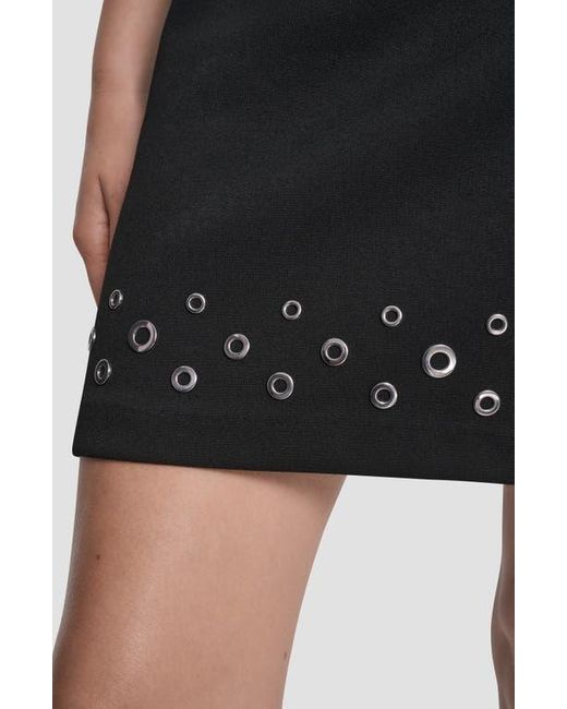 DKNY Black Grommet Trim Ponte Knit Miniskirt
