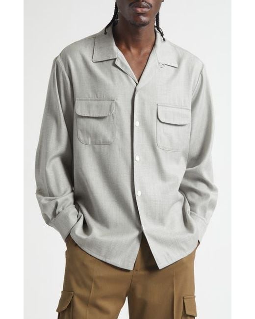 Second Layer Gray Church Wool Button-Up Shirt for men