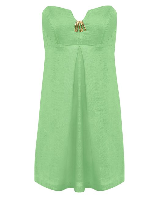 ViX Green Lucile Strapless Linen Blend Cover-up Dress