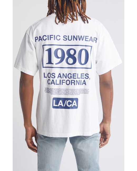 PacSun White 1980 La Cotton Graphic T-shirt for men
