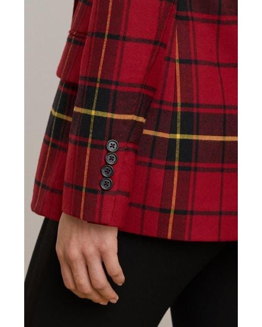 Ralph Lauren Red Plaid Double Breasted Wool Blend Blazer