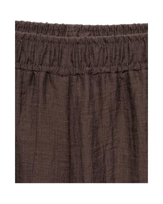 Mango Brown Elastic Waist Lyocell Blend Pants