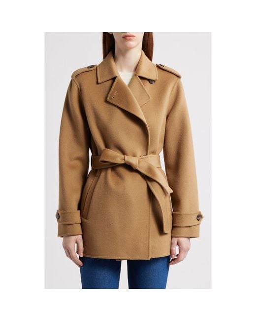Michael Kors Women's Natural Double Face Wool Blend Crop Trench Coat