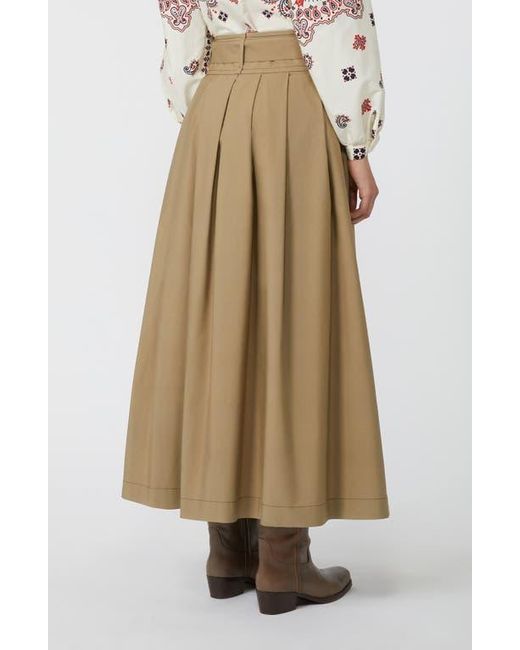 Weekend by Maxmara Natural Agiate Pleated Cotton Maxi Skirt