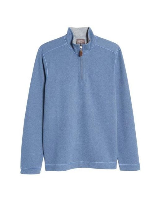Johnston & Murphy Blue Reversible Quarter Zip Pullover for men