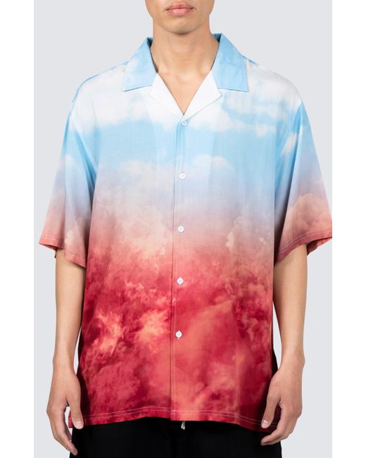 Pleasures Red Heaven & Hell Relaxed Fit Camp Shirt for men