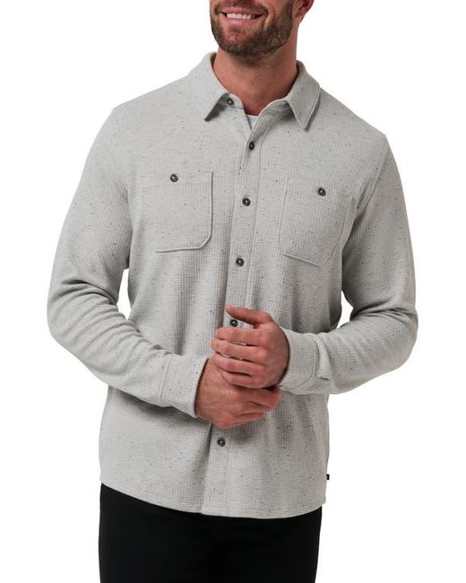 Travis Mathew Gray Cloud Waffle Knit Button-Up Shirt for men