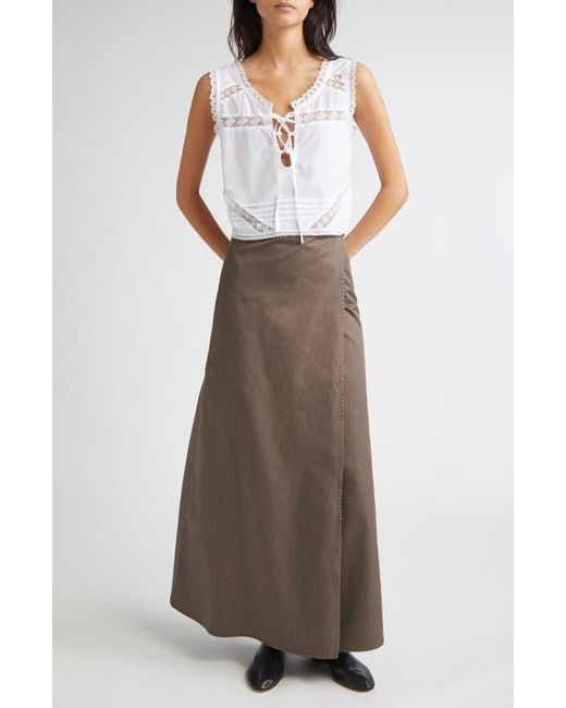 KÚR White Lyra Lace Inset & Pintuck Cotton Crop Top