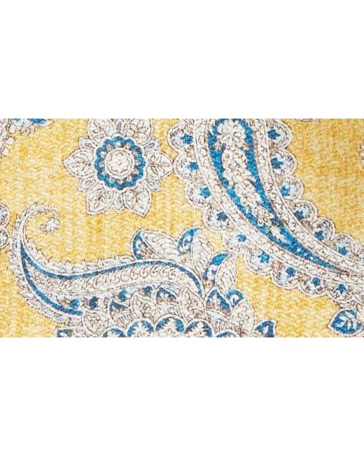 Edward Armah Yellow Paisley & Floral Print Reversible Silk Pocket Circle for men