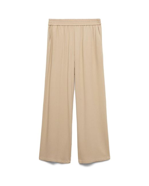 Mango Natural Pull On Wide Leg Pants