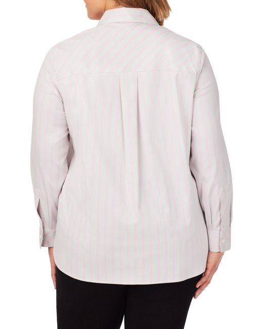 Foxcroft White Stripe Boyfriend Button-up Shirt