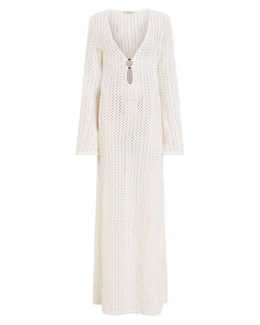 AllSaints White Karma Open Stitch Long Sleeve Dress