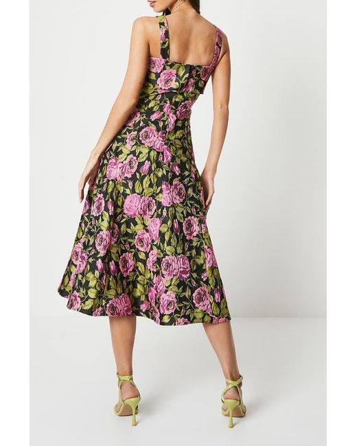 Coast White Wide Strap Jacquard Midi Dress