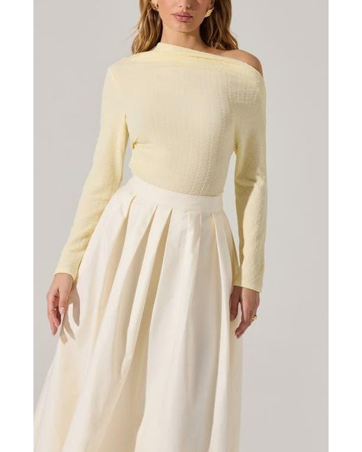Astr Natural One Shoulder Textured Top