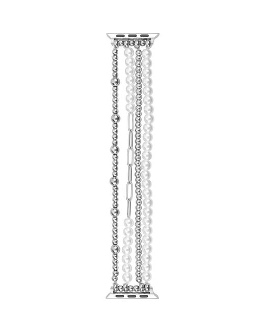 The Posh Tech Metallic Penny Silvertone Beaded Apple Watch Watchband