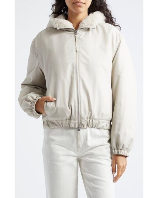 Vince Faux Fur Lined Bomber Jacket Lyst
