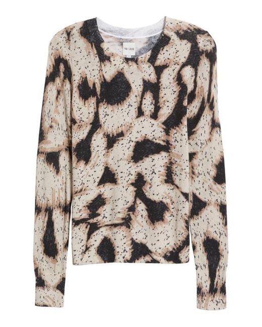 NIC+ZOE Brown Abstract Animal Print Supersoft Sweater