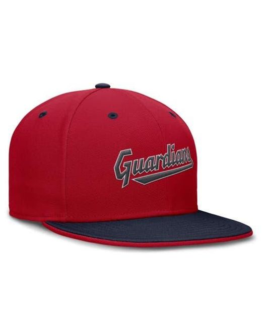 Nike Red Cleveland Guardians True Primetime Two-Tone Performance Fitted Hat for men
