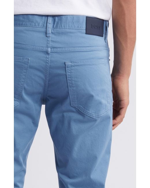 Boss Blue Delaware Straight Leg Five Pocket Pants for men