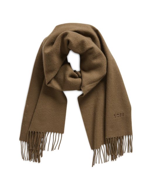 BOSS by HUGO BOSS Raner Wool Scarf in Natural for Men Lyst