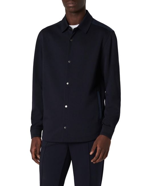 Bugatchi Knit Shirt Jacket in Blue for Men | Lyst
