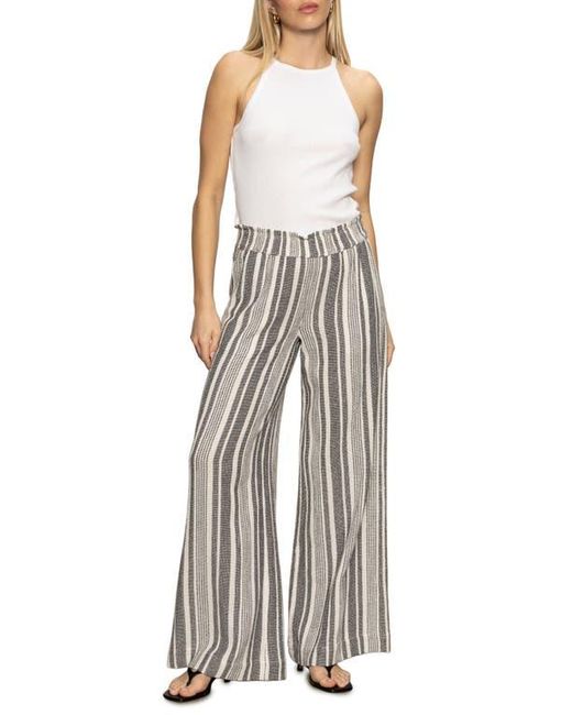 Sanctuary White Palm Stripe Pull-On Cotton Pants
