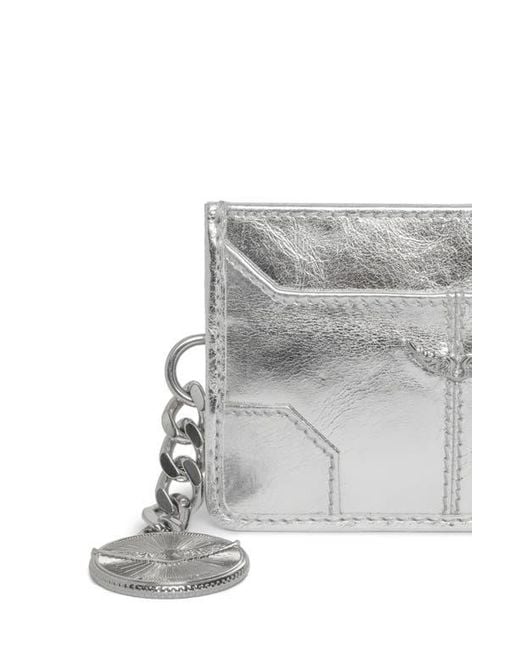 Zadig & Voltaire Gray Sunny Pass Metallic Leather Card Case