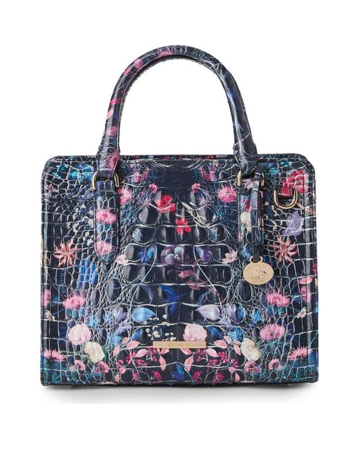 Brahmin Cami Embossed Leather Satchel in Blue | Lyst
