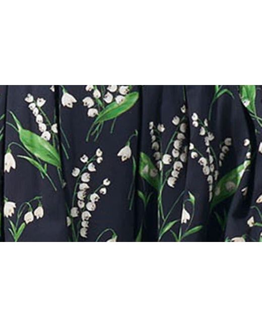 Carolina Herrera Black Lily Of The Valley Print Midi Skirt