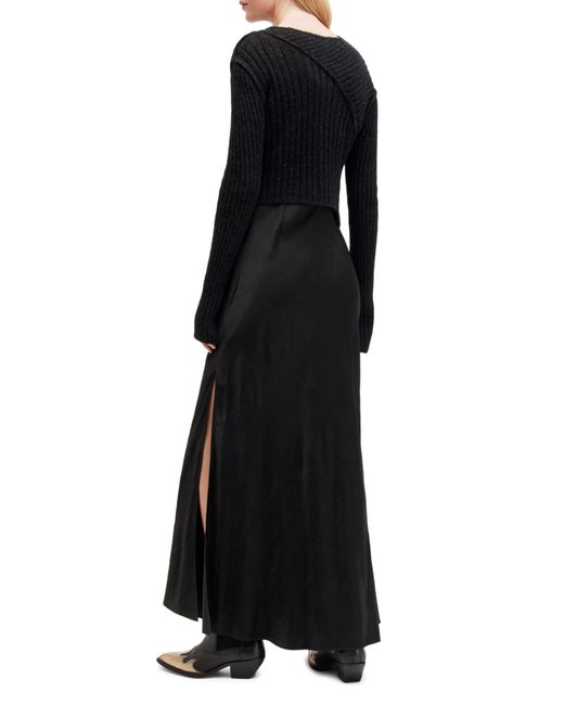 AllSaints Black Amos Two-piece Sweater & Satin Dress